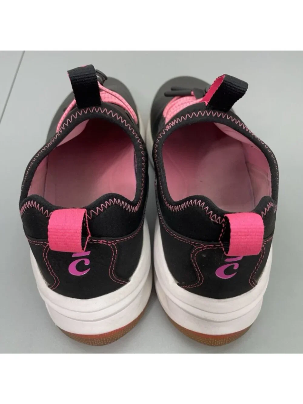 Women's Black and Pink Athletic Sneakers